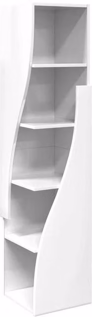 FORGEVIO Modern White Corner Cabinet with Hinged Doors and Internal Shelves, W/D/H: 32 x 32 x 140 cm