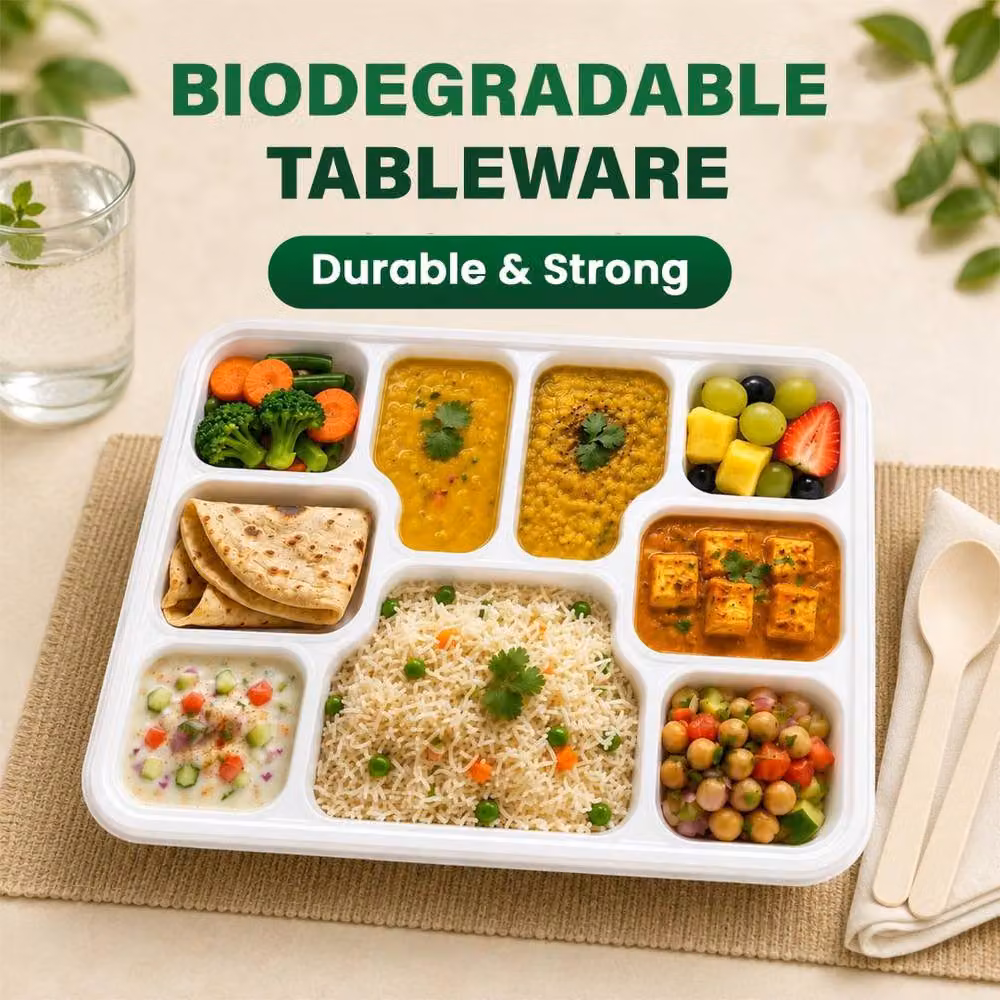 ECONX 200 Pack White Disposable 9 Compartment Bagasse Paper Dinner Plates – 2