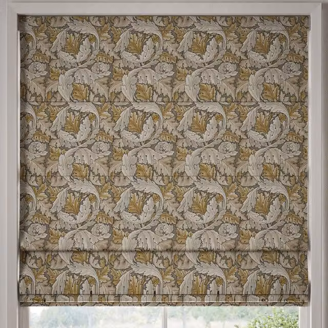 William Morris At Home Acanthus Floral Velvet Made to Measure Roman Blind in Flint Grey and Multicolour