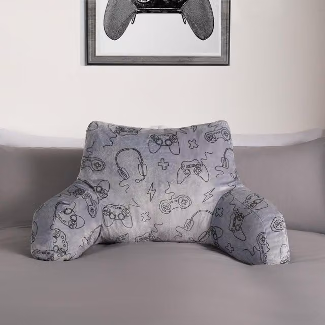 OHS Grey Graphic Print Plush Cuddle Cushion