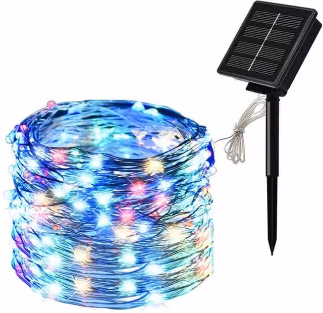 Extrastar RGB LED Solar String Lights in Black and Multicolour for Outdoor Gardens