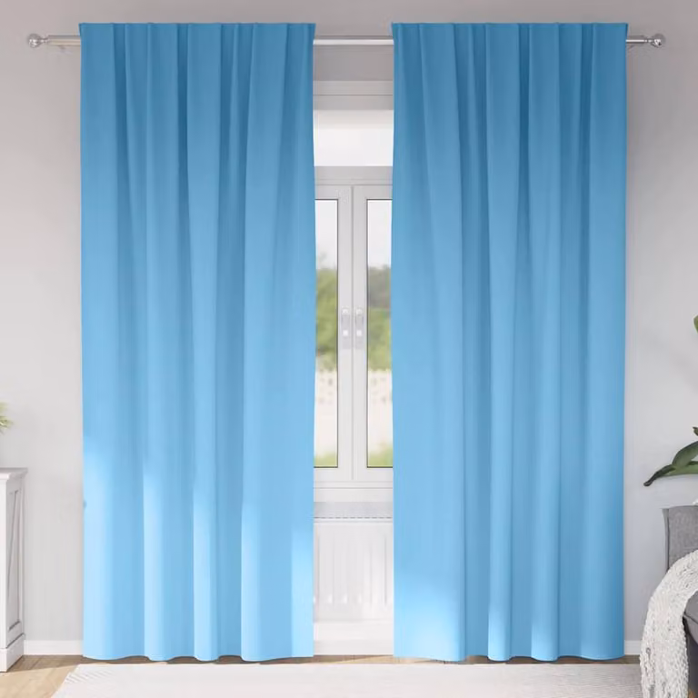 Berkfield Home Modern Opaque Polyester Curtains, 2 Pack, Blue, H 260 x W 140 cm