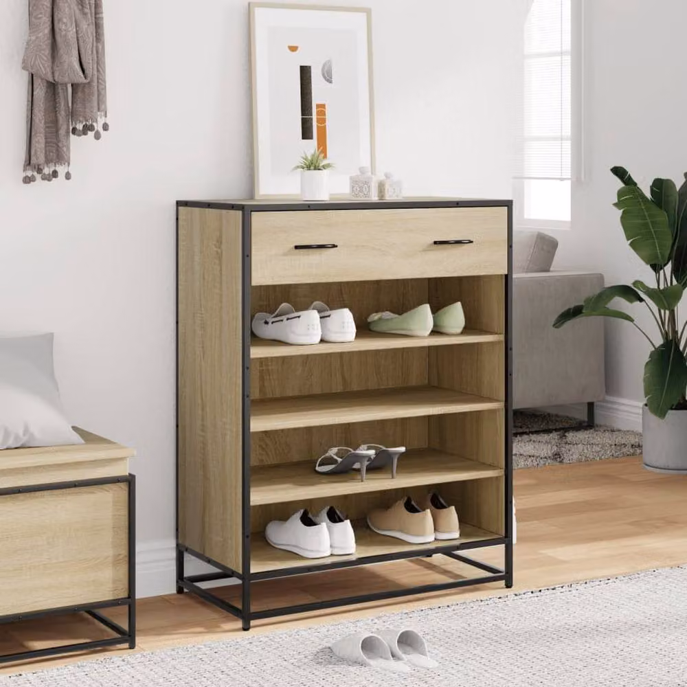 Berkfield Home Sonoma Oak Shoe Cabinet in Light Brown, W/D/H: 75 x 38 x 97.5 cm – 2