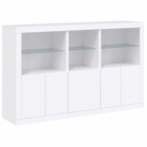 vidaXL Modern White Sideboard with Integrated LED Lights W/D/H: 162 x 37 x 100 cm