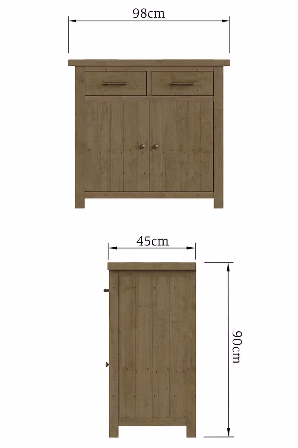 FWStyle Rustic Reclaimed Solid Pine 2 Door 2 Drawer Sideboard in Brown – 4