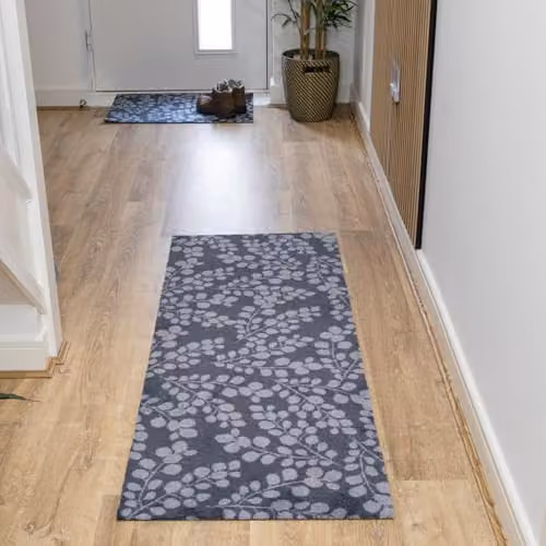 JVL Mega Mat Machine Washable Non-Slip Entrance Runner, Branches Design, Grey, W: 50 cm, L: 150 cm – 2