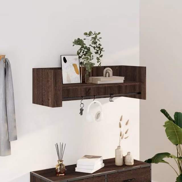 Berkfield Home Wall Mounted Cube Shelf in Brown Oak, W: 100 cm, D: 35 cm, H: 30.5 cm – 1