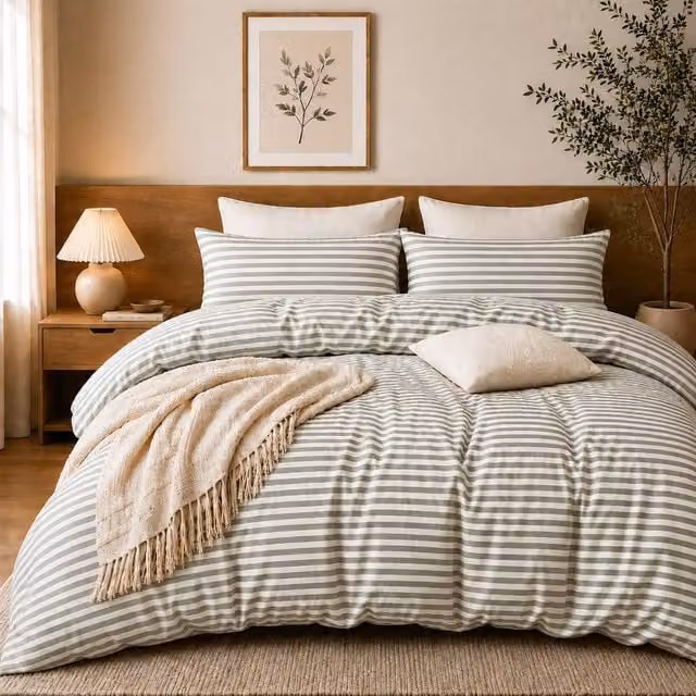 Grace Reversible Microfibre Duvet Cover and Pillowcase Set in Grey, Double, 140 x 200 cm – 1