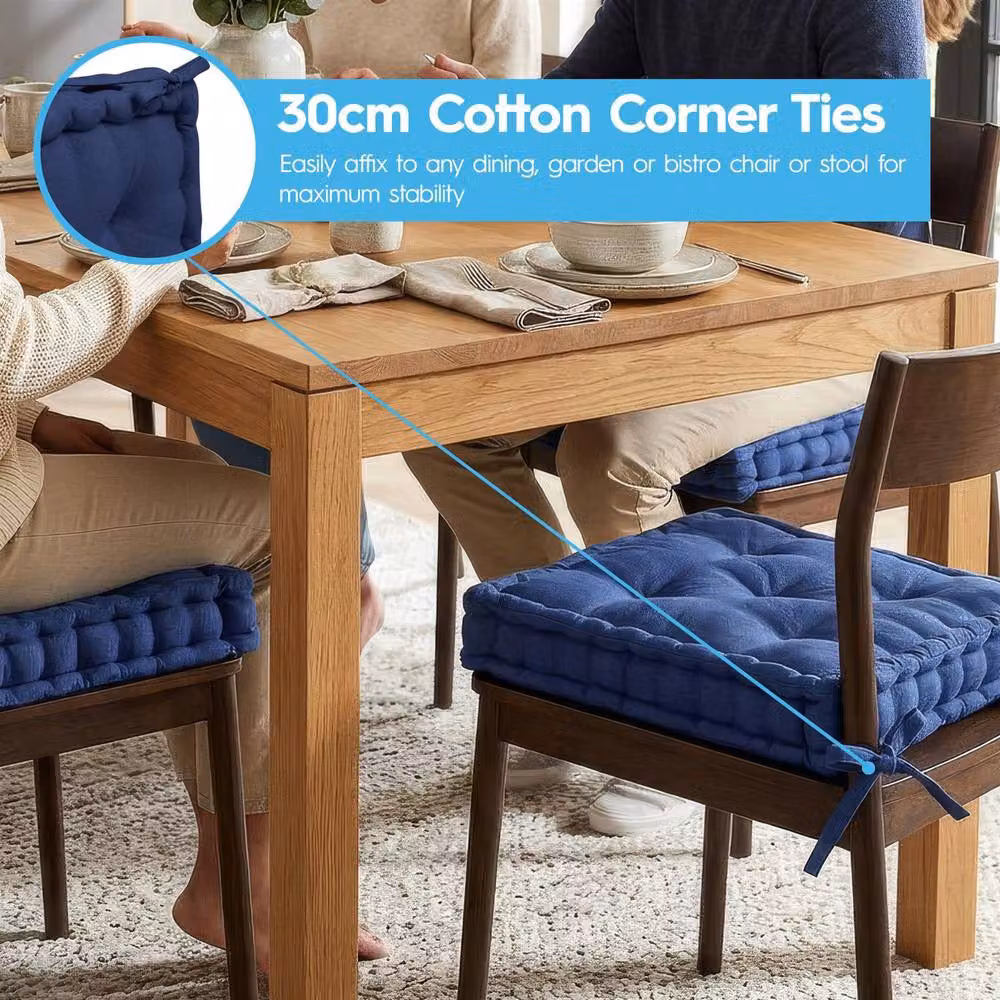 Harbour Housewares Deluxe Square Seat Pads in Blue, Pack of 2, W/D: 40 x 40 cm – 6