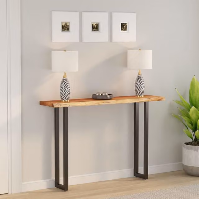 Berkfield Home Rectangular Solid Wood Acacia Live Edge Table Top, Brown, W: 180 cm, D: 30 cm, H: 2.5 cm