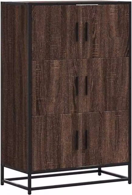 Berkfield Home Industrial Highboard in Brown Oak with Metal Accents, W/D/H: 68 x 35 x 106.5 cm