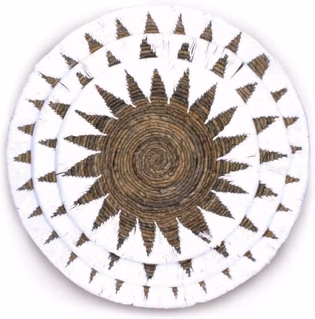 KDMD Set of 3 Beige Rattan Boho Wall Art with Geometric Round Designs – 1