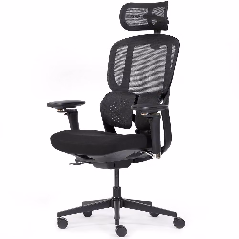 Realm of Thrones Ergonomic Black Mesh and Fabric Office Chair with Headrest and 4D Armrests – 2