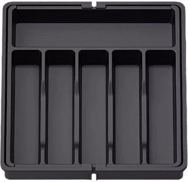 PAWNORA Expandable Plastic Cutlery Tray in Black