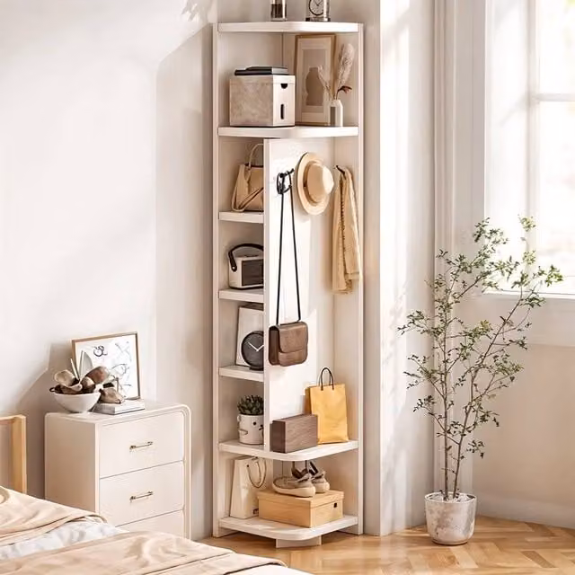 EONLION White Glossy Hallway Corner Cabinet Storage Shelf, W/D/H: 40 x 40 x 180 cm