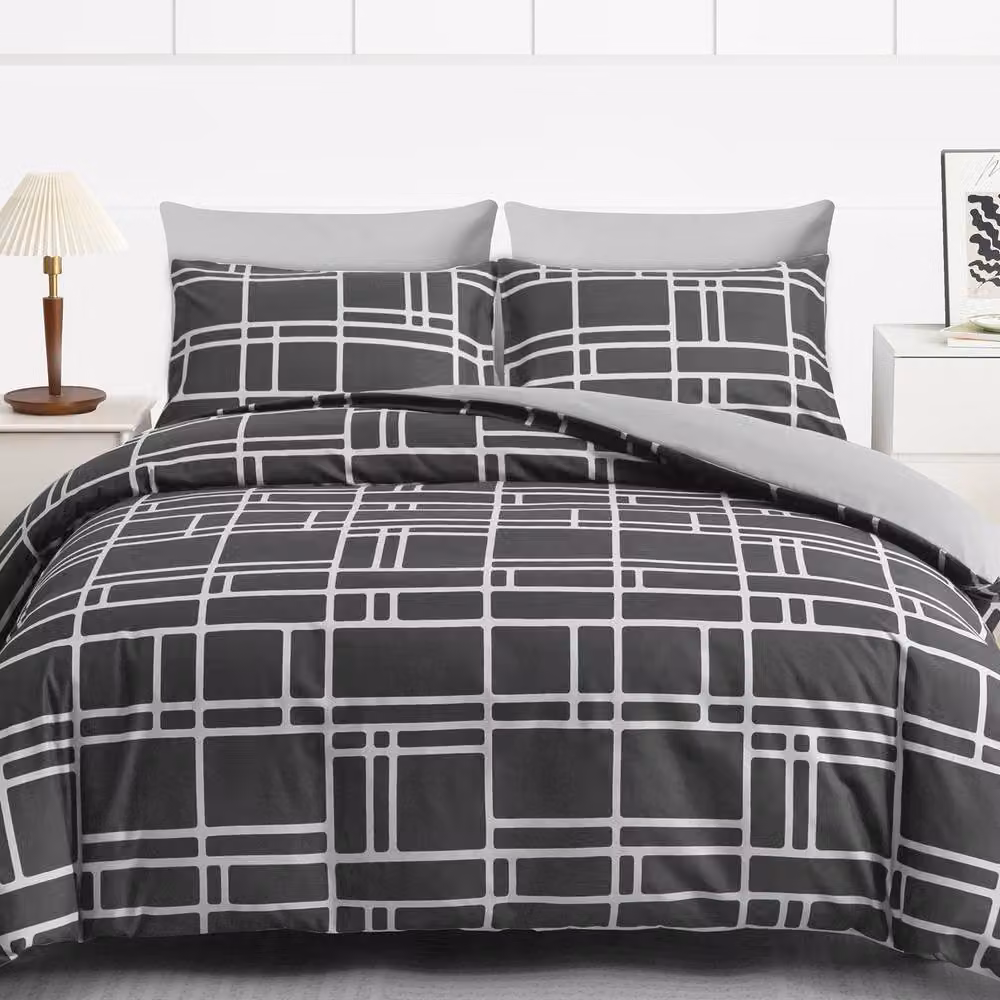 Pamposh Reversible Microfibre Duvet Cover and Pillowcase Set in Grey, Single Size (90 x 200 cm) – 2