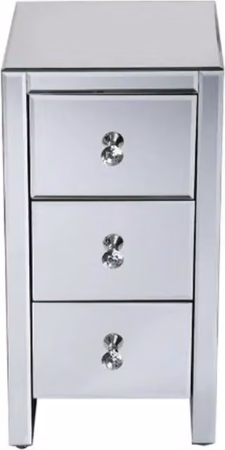DEENZ Silver Mirrored Nightstand with Mini Drawer and Mirror Top
