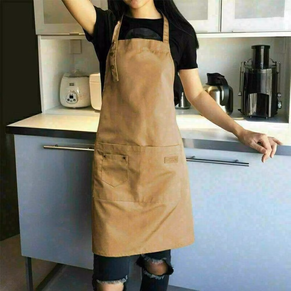 NESTLUNE Khaki Denim Canvas Pocket Apron for Adults, W 100 cm x H 60 cm – 2