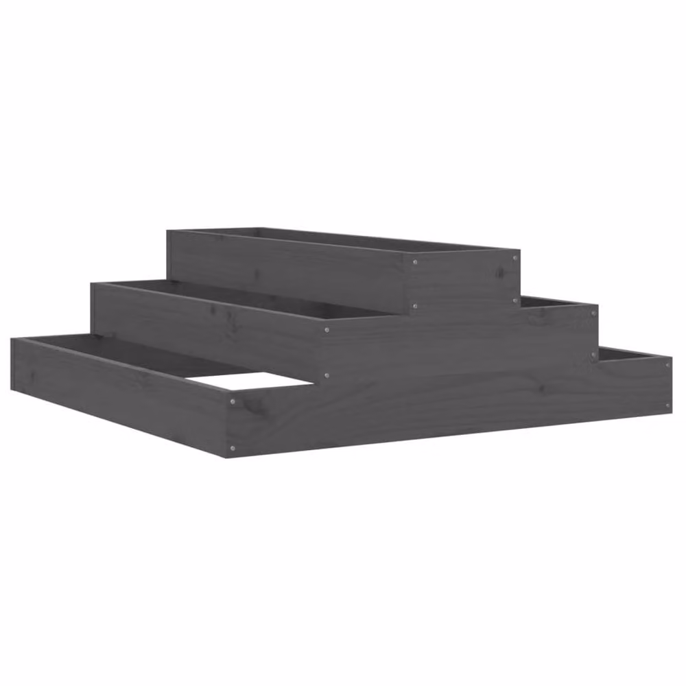 Berkfield Home Grey Solid Wood Pine Planter Tub W/D/H: 80 x 80 x 27 cm – 3