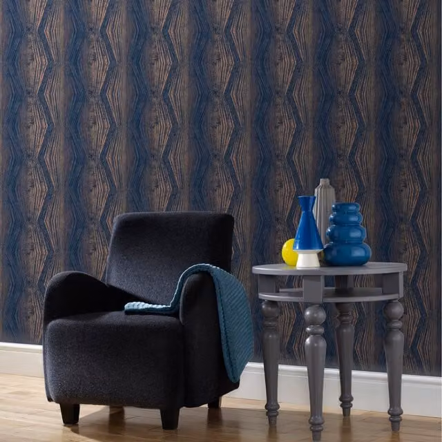 Boutique Vermeil Striped Abstract Wallpaper in Blue