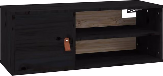 Berkfield Home Black Rustic Solid Wood Pine Wall Cabinet W/D/H: 80 x 30 x 30 cm