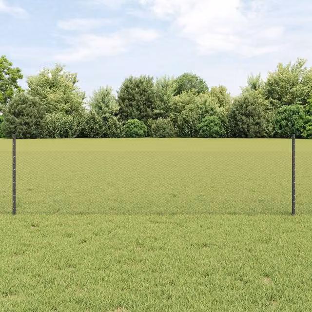 Berkfield Home Garden Steel Wire Mesh Fence Set of 2, Grey, W: 25 m, H: 0.5 m