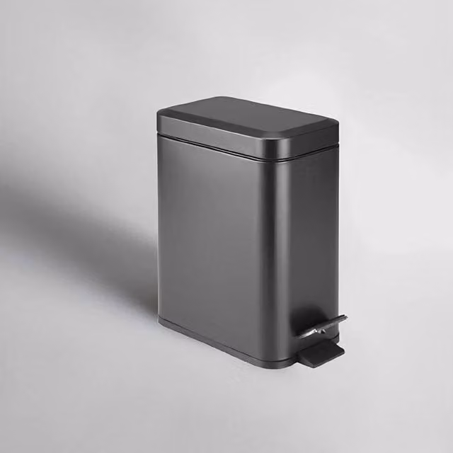 EONLION 5 L Black Metal Bathroom Pedal Bin with Soft Close and Removable Inner Bucket