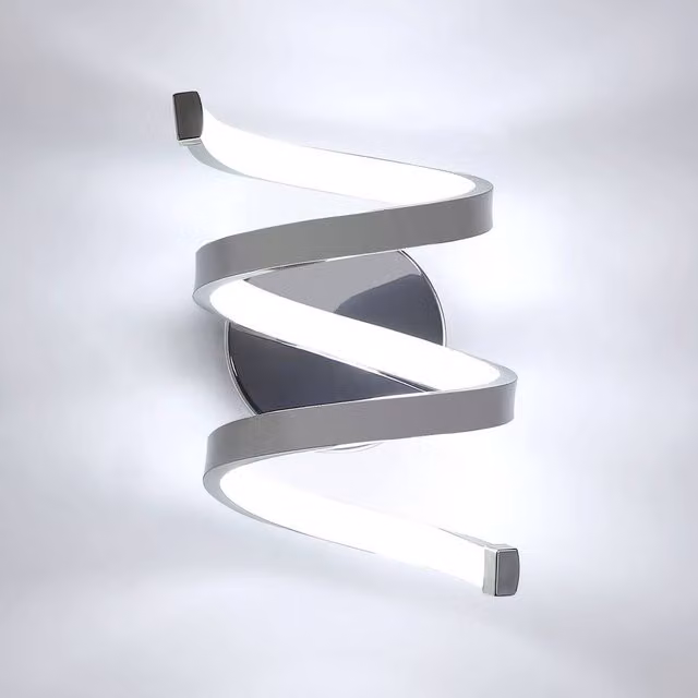 Pheashine Modern LED Wall Lamp in Chrome and Silver with 6500K Cool White Light, Length: 20 cm