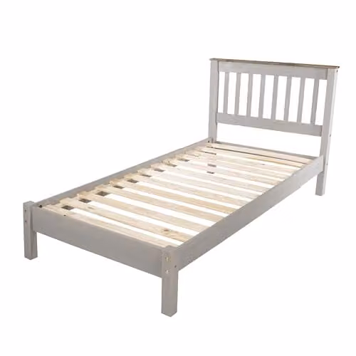 Core Products Corona 3'0" Single Slatted Low End Bedstead in Grey Pine Wood, W/D/H: 90 x 190 cm – 1