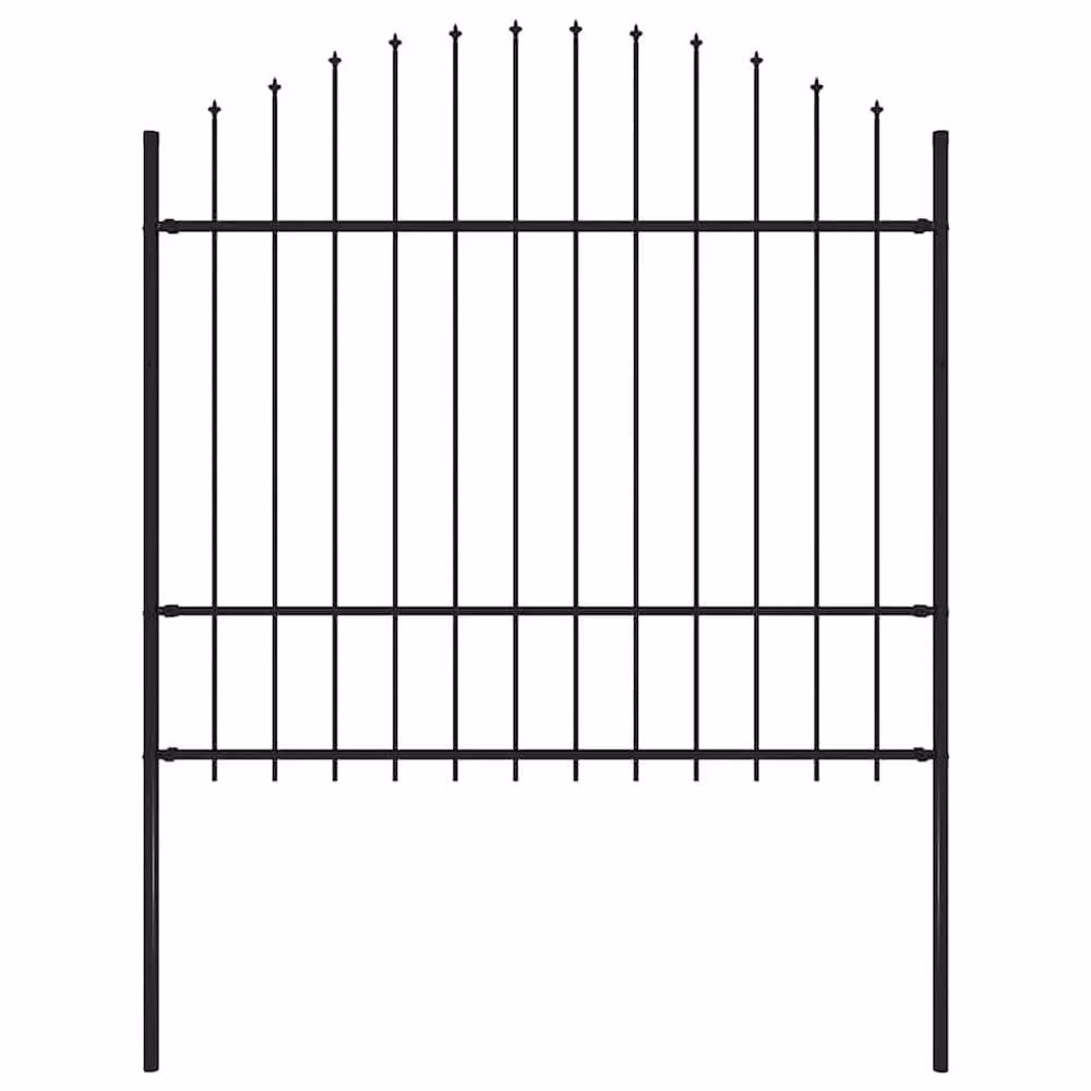 Berkfield Home Durable Steel Garden Fence with Spear Top in Black, H 180 cm x W 225 cm