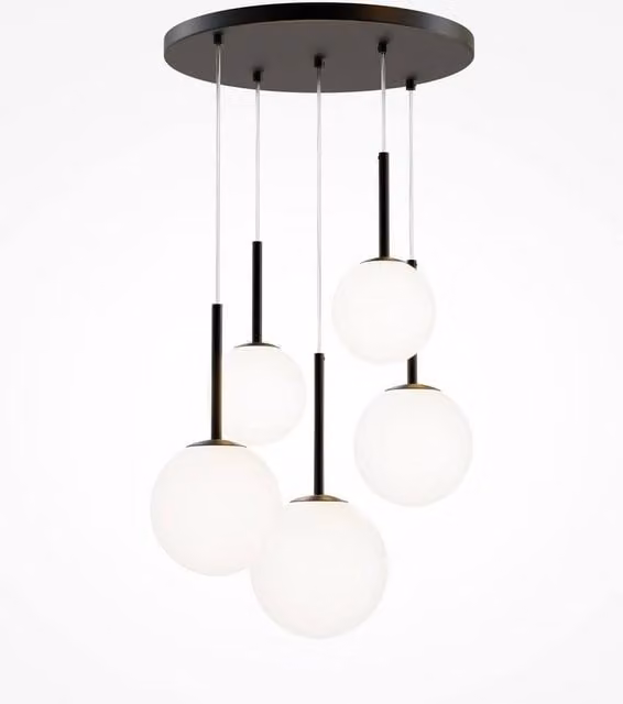 Maytoni Basic Form Modern 5 Light Cluster Pendant Lamp in Matt Black with E14 Sockets