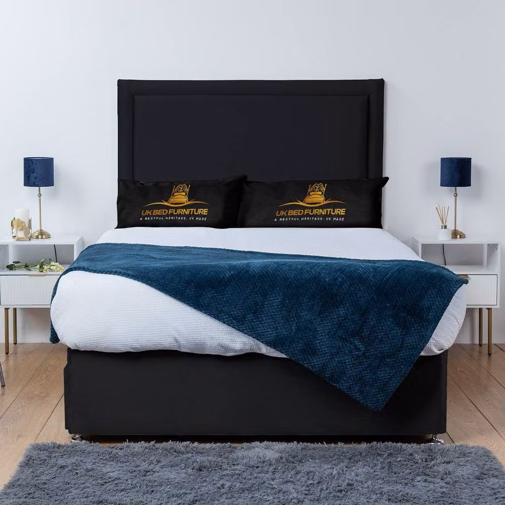 UK Bed Furniture Ascot Black Fabric Divan Bed with 4 Drawers and 26 Inch Headboard, Size: King, W/D/H: 180 x 200 x 66.04 cm – 2