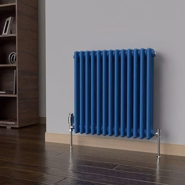 Lux Heat Horizontal 3 Column Steel Radiator in Galaxy Blue, W: 60.5 cm, H: 60 cm