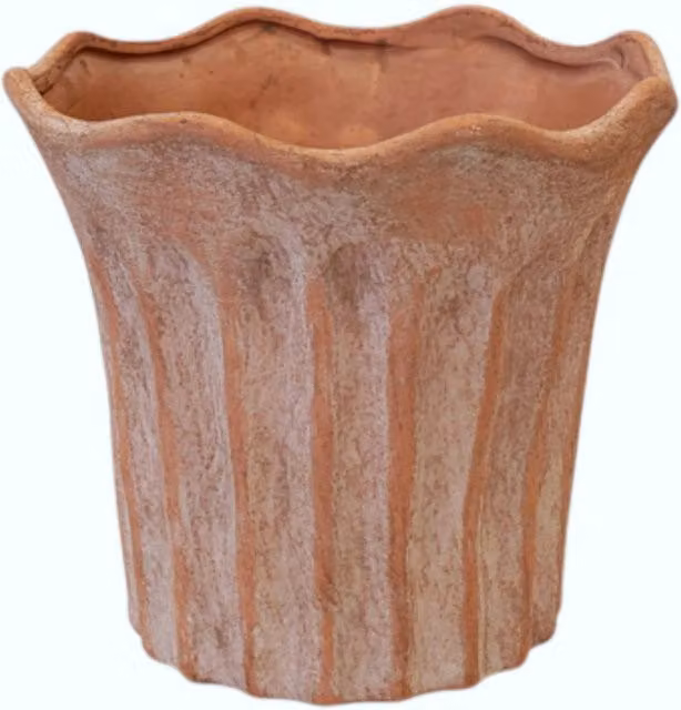 Four Candle Terracotta Fluted Ceramic Planter Pot in Brown and Orange, W/D/H: 20 x 20 x 18 cm