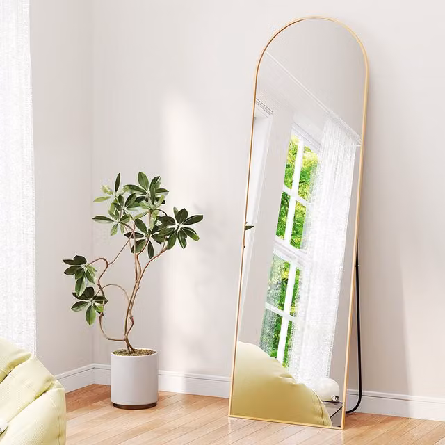 Levede Modern Full Length Freestanding Floor Mirror in Gold, H 165 x W 60 cm