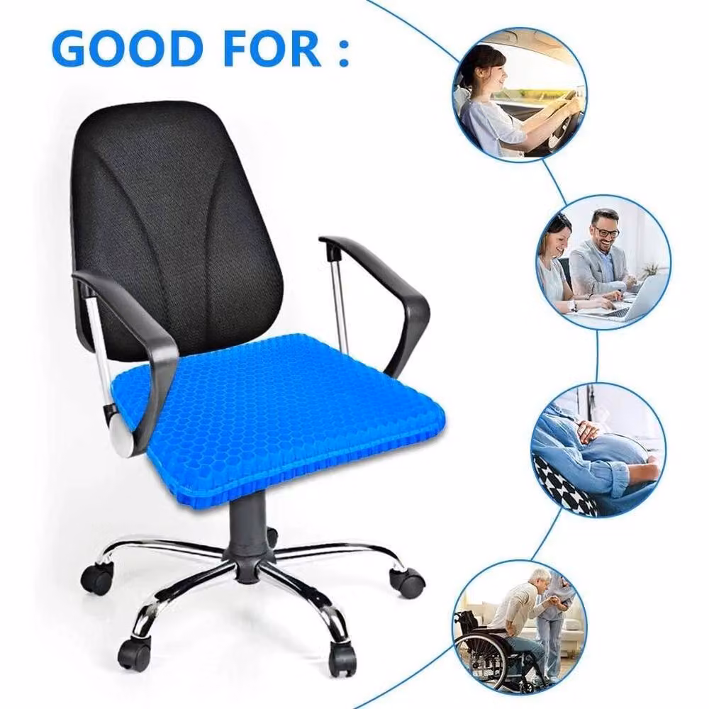 KORVIXA Double Thick Egg Gel Cushion with Cover, Blue, W: 125 cm, L: 150 cm – 5