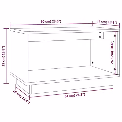 vidaXL Grey Solid Wood Pine TV Cabinet W/D/H: 60 x 35 x 35 cm – 3