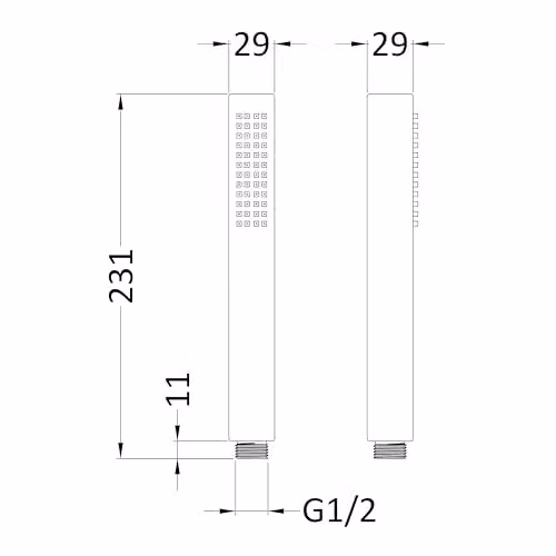 Balterley Square Single Function Low Pressure Shower Handset in Brushed Pewter Silver, W/D/H: 2.8 x 2.8 x 23.1 cm – 2