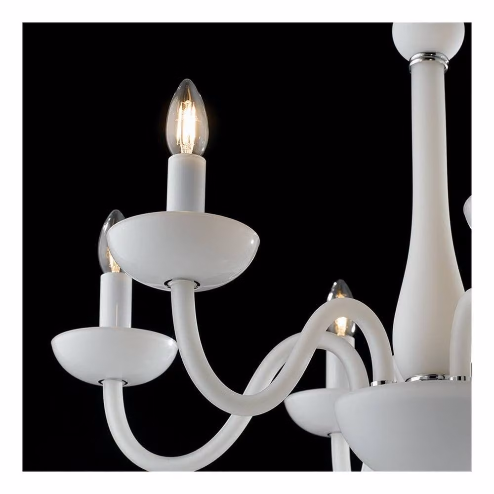 Netlighting ALFIERE 6 Light Modern Chandelier in White, W/D/H: 74 x 59 cm – 2