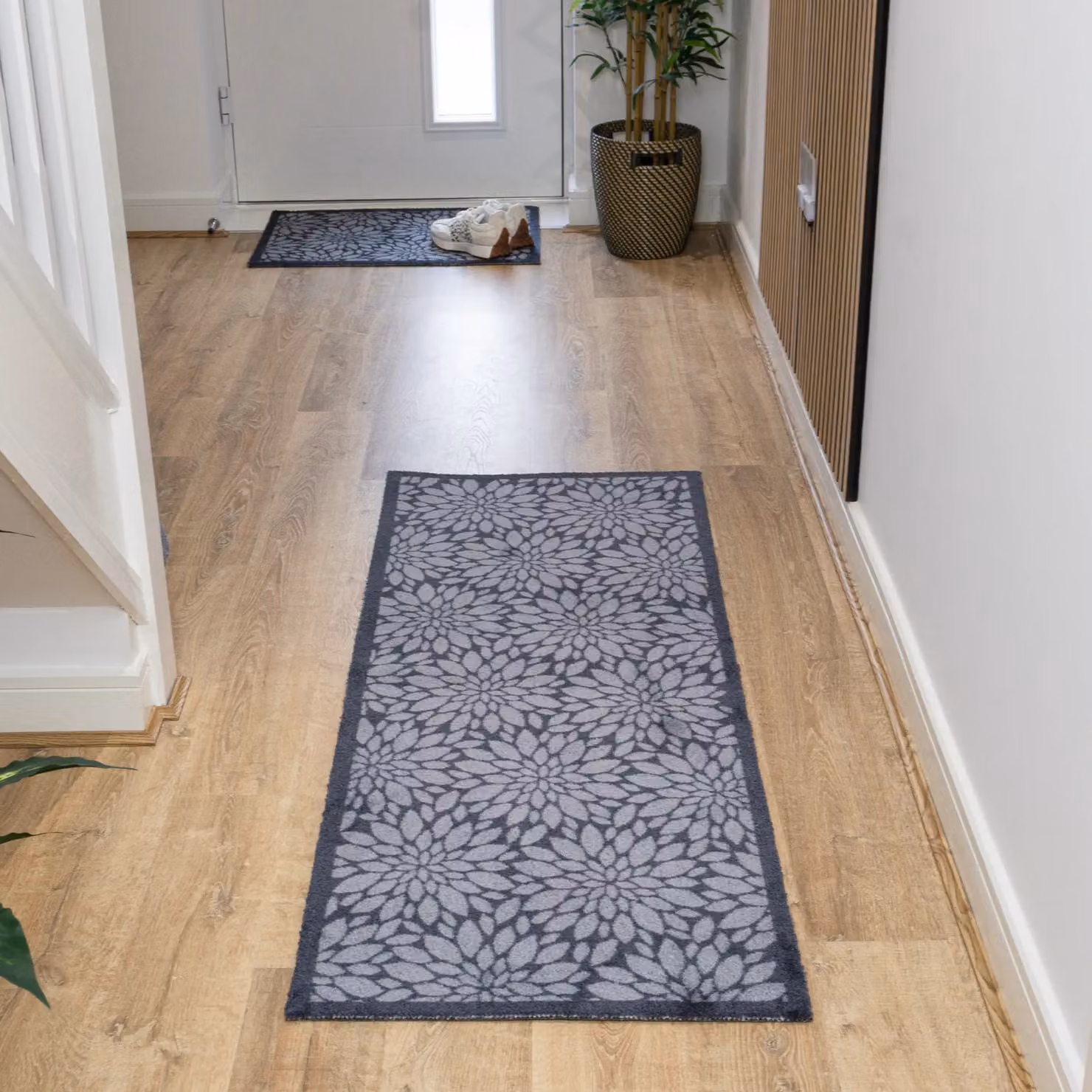 JVL Mega Doormat and Runner Set in Blue and Grey with Floral Design, W: 150 cm, D: 100 cm – 5