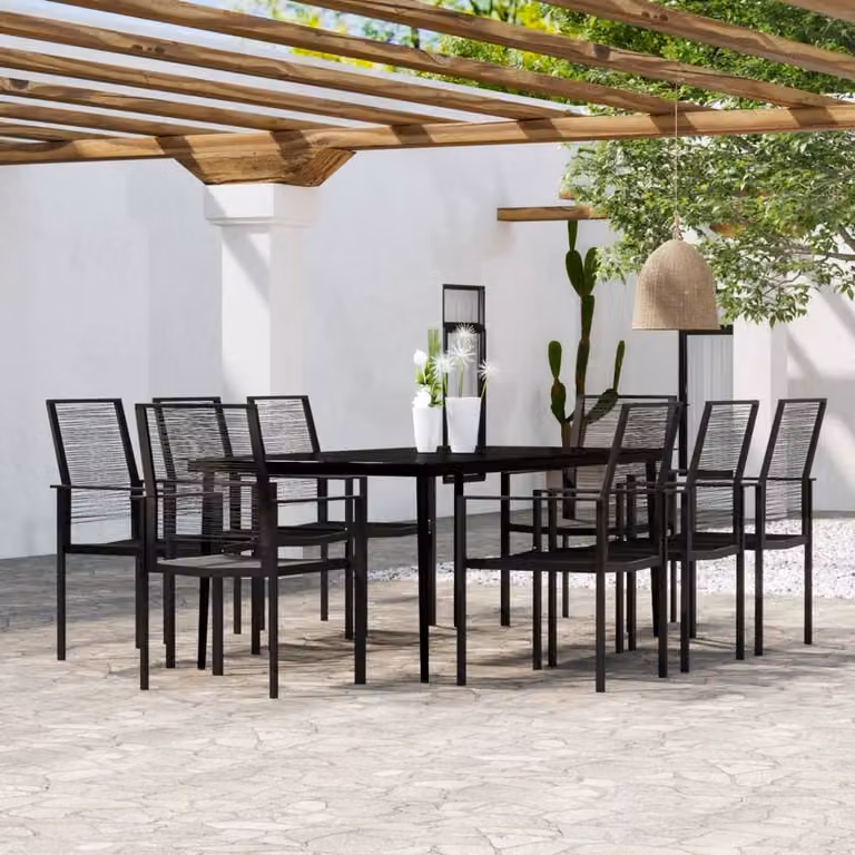 Berkfield Home 9 Piece Modern Garden Dining Set in Black