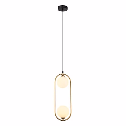 Netlighting Lupus Modern 2-Light Sphere Globe Pendant Ceiling Light in Gold/Brass with G9 Bulbs – 1