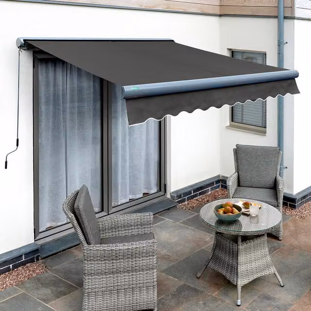 Primrose Manual Full Cassette Aluminium Awning in Anthracite Grey