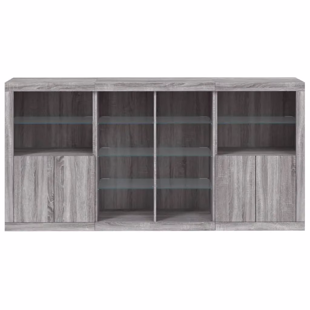 Berkfield Home Modern Sideboard with Integrated LED Lights in Grey Sonoma, W/D/H: 202 x 37 x 100 cm – 4