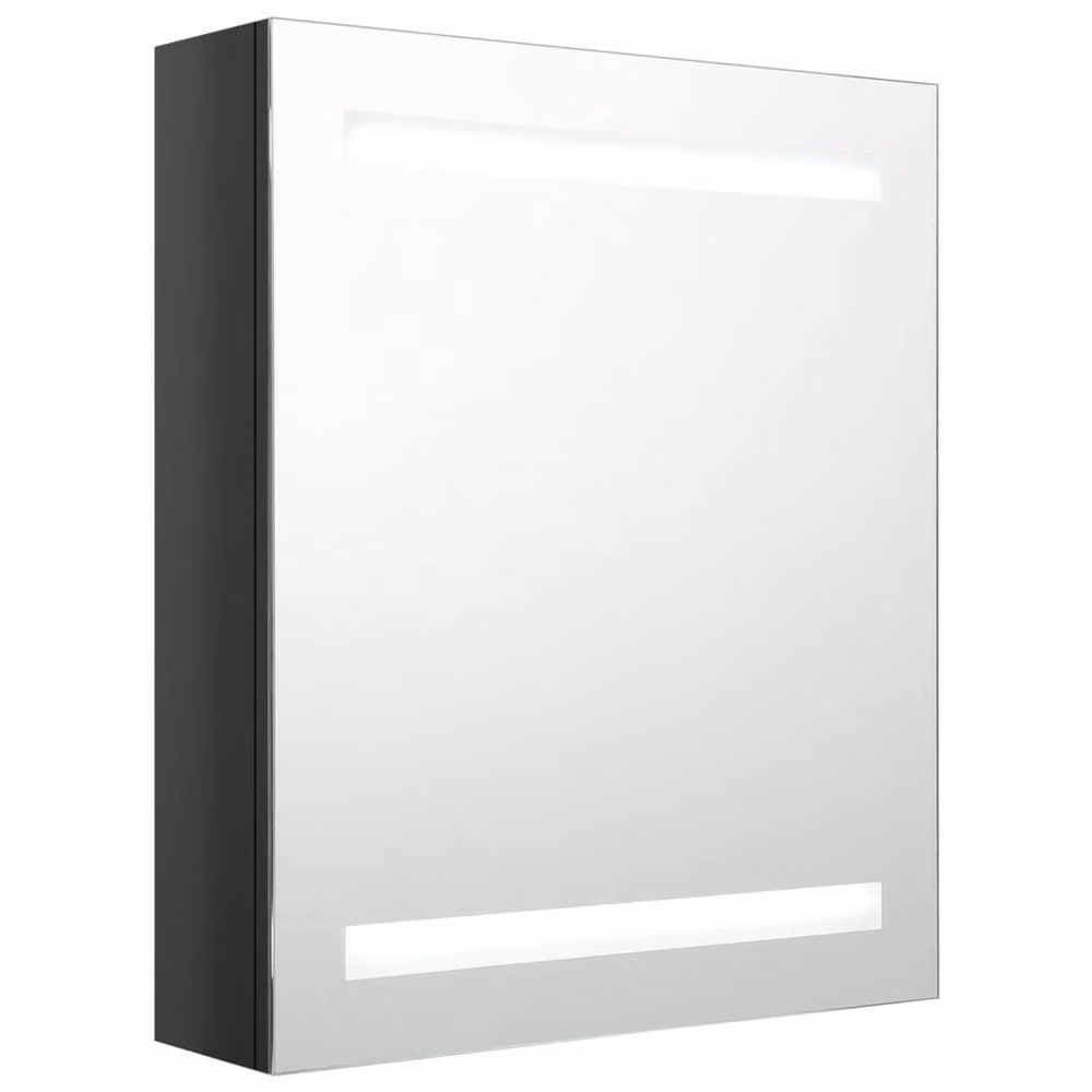 Berkfield Home LED Bathroom Mirror Cabinet in Shining Black, W: 50 cm, D: 14 cm, H: 60 cm – 2