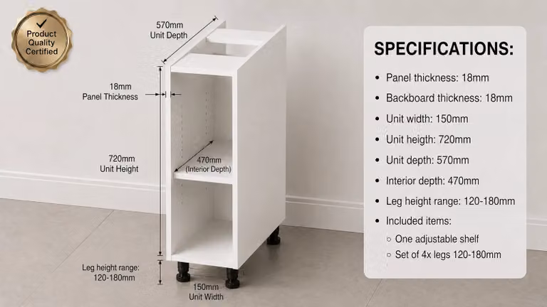 Cheap Furniture Warehouse White Matt Composite Kitchen Base Unit with Internal Shelves
