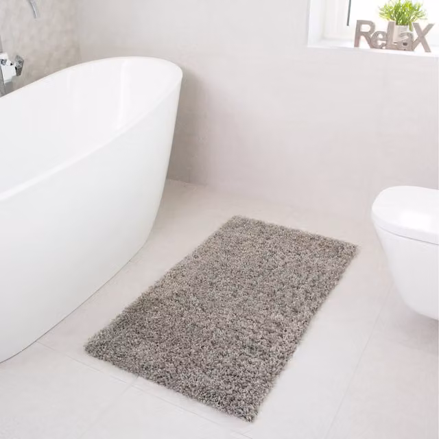 The Rug House Silver Grey Shaggy Rectangular Rug, W: 80 cm, D: 50 cm