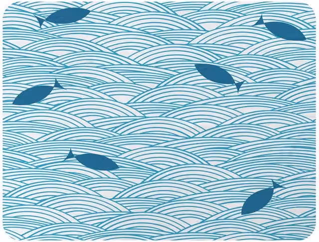 Benjamin Tate Design Waves & Fish Fleece Blanket in Blue and Beige, W/D/H: 120 x 150 cm – 2