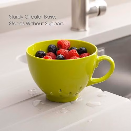 Zeal Melamine Berry Colander with Handles, Green, Diameter: 10 cm – 3