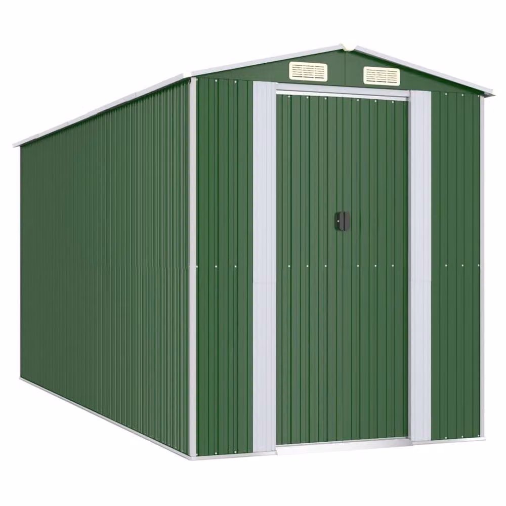 Berkfield Green Galvanised Steel Gable Garden Shed W/D/H: 192 x 440 x 223 cm – 2